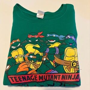 Nickelodeon TMNT Teenage Mutant Ninja Turtles Green Graphic Sweatshirt Large